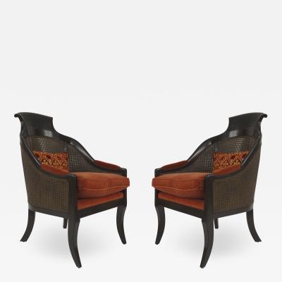 Pair of English Regency Rust Velvet Arm Chairs