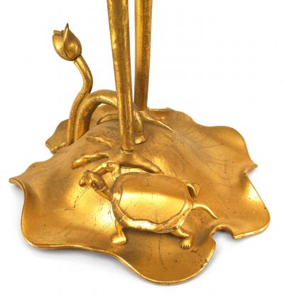 Pair of English Regency Style Bronze Dore Heron Candelabras