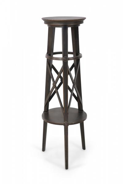 Pair of English Regency Style Tall Circular X Support Pedestals