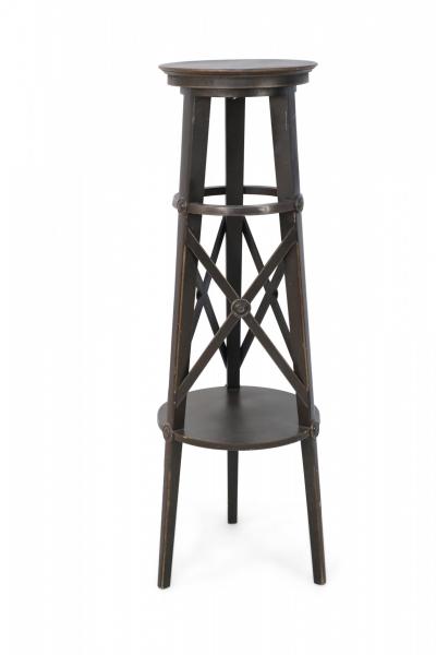 Pair of English Regency Style Tall Circular X Support Pedestals
