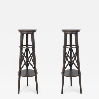 Pair of English Regency Style Tall Circular X Support Pedestals