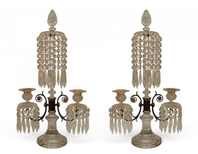 Pair of English Regency Waterford Crystal Candelabras