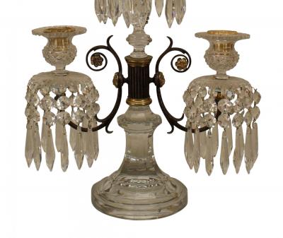 Pair of English Regency Waterford Crystal Candelabras
