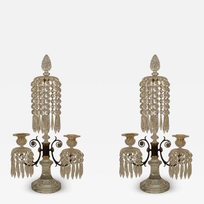 Pair of English Regency Waterford Crystal Candelabras