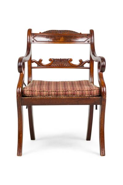 Pair of English Regency style Armchairs With Pink and Brown Cushion