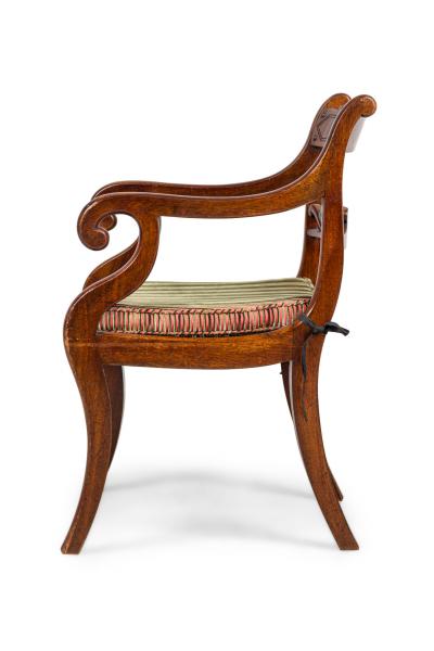 Pair of English Regency style Armchairs With Pink and Brown Cushion