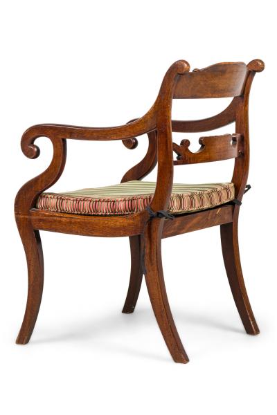 Pair of English Regency style Armchairs With Pink and Brown Cushion