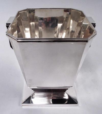 Pair of English Retro Deco Modern Sterling Silver Wine Coolers