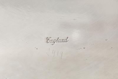 Pair of English Sheffield Silver Plated Cobalt Blue Glass Urns by Barker Ellis