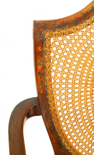 Pair of English Sheraton Satinwood Shield Armchairs