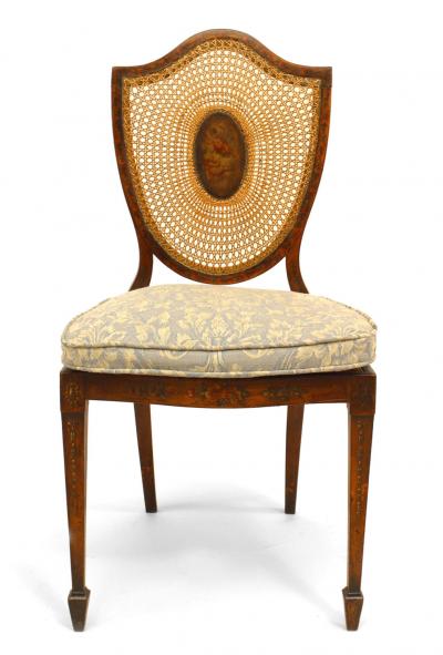 Pair of English Sheraton Shield back Side Chairs