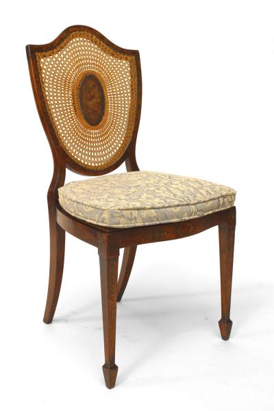 Pair of English Sheraton Shield back Side Chairs