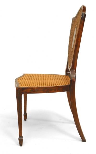 Pair of English Sheraton Shield back Side Chairs