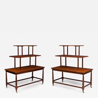 Pair of English Sheraton style 3 Tier Center Table