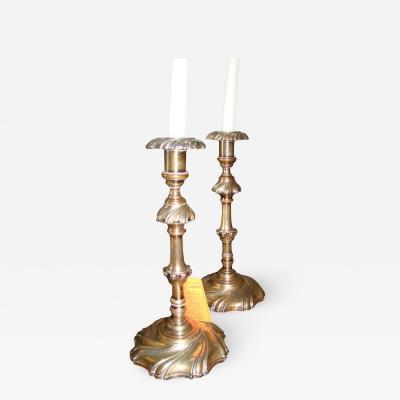 Pair of English Silvered Candlesticks