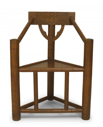 Pair of English Triangular Oak Arm Chair