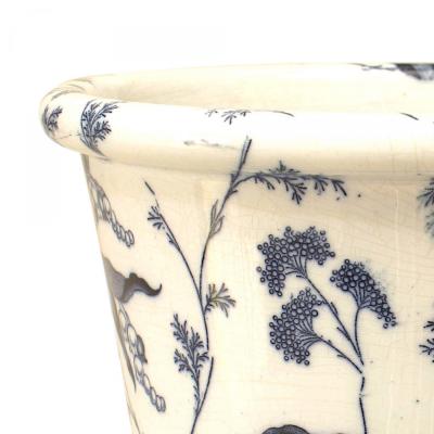 Pair of English Victorian Blue and White Ceramic Pots