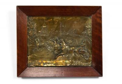 Pair of English Victorian Brass Horse Wall Plaques