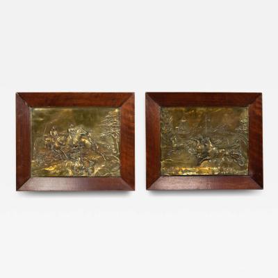 Pair of English Victorian Brass Horse Wall Plaques