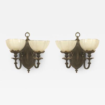 Pair of English Victorian Brass Wall Sconces
