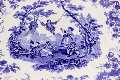 Pair of English Victorian Ceramic Floral Charger Plate