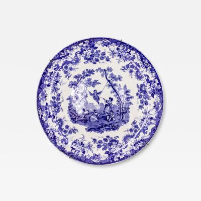 Pair of English Victorian Ceramic Floral Charger Plate
