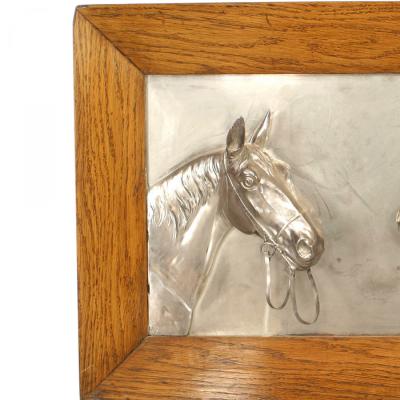 Pair of English Victorian Country Silver Horse Wall Plaques