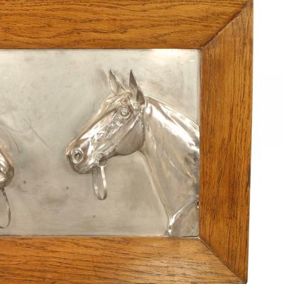 Pair of English Victorian Country Silver Horse Wall Plaques