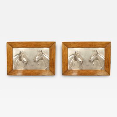 Pair of English Victorian Country Silver Horse Wall Plaques