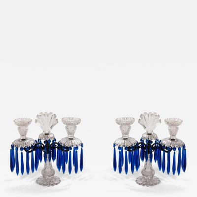 Pair of English Victorian Cut Crystal Candelabras