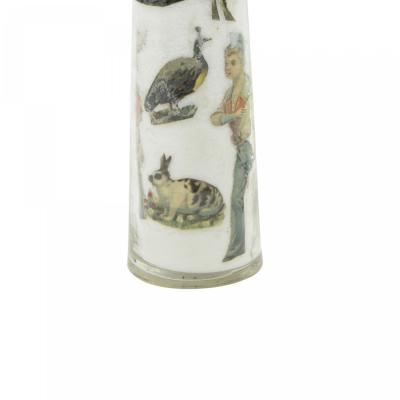 Pair of English Victorian Decoupage Glass Bottles