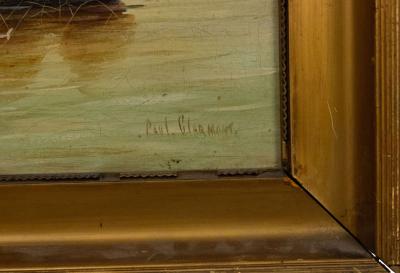 Pair of English Victorian Gilt Seascape Paintings