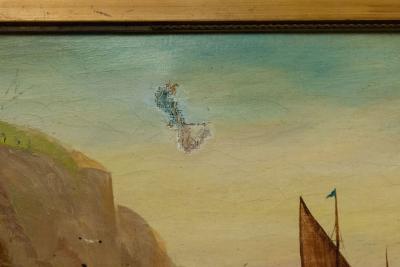 Pair of English Victorian Gilt Seascape Paintings