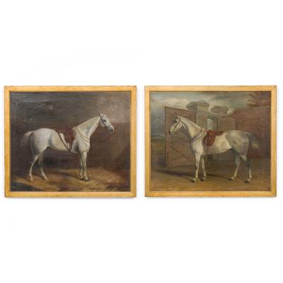 Pair of English Victorian Horse Oil Paintings
