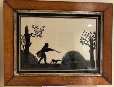 Pair of English Victorian Hunting Scence Glass Silhouettes