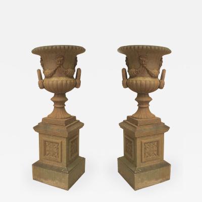 Pair of English Victorian Iron Urns