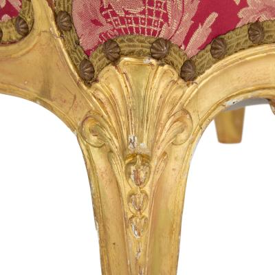 Pair of English Victorian Louis XV Style Giltwood Armchairs English c 1840