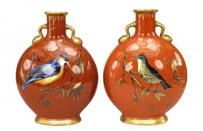 Pair of English Victorian Minton Porcelain Vases
