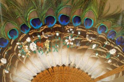 Pair of English Victorian Peacock Feather Fan Wall Plaques