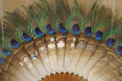 Pair of English Victorian Peacock Feather Fan Wall Plaques