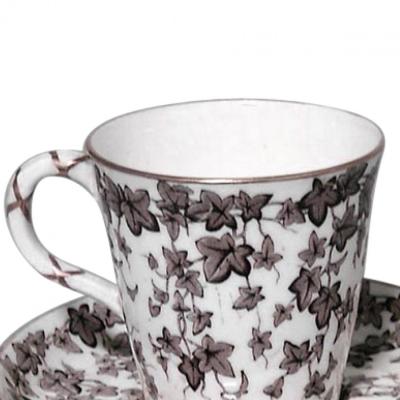 Pair of English Victorian Porcelain Teacups and Saucers