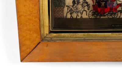 Pair of English Victorian Red Coach and Horses Silhouettes