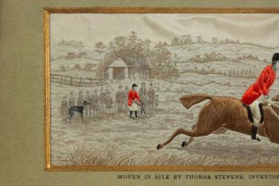 Pair of English Victorian Silk Embroidered Hunting Scenes