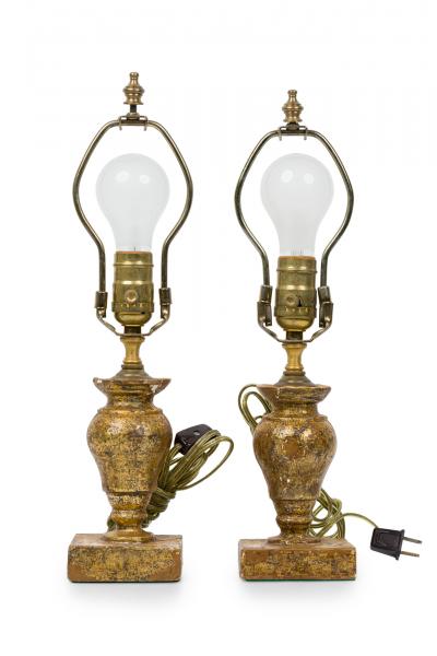 Pair of English Victorian Small Giltwood Table Lamps