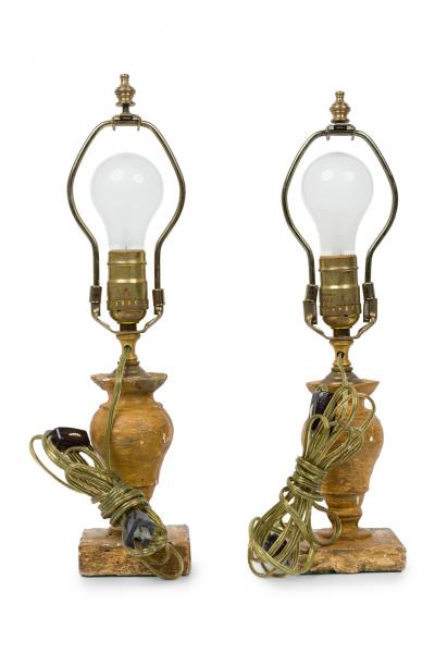 Pair of English Victorian Small Giltwood Table Lamps