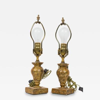 Pair of English Victorian Small Giltwood Table Lamps