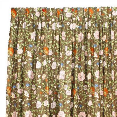 Pair of English Victorian Style Cotton Drapes with Flowering Drapes