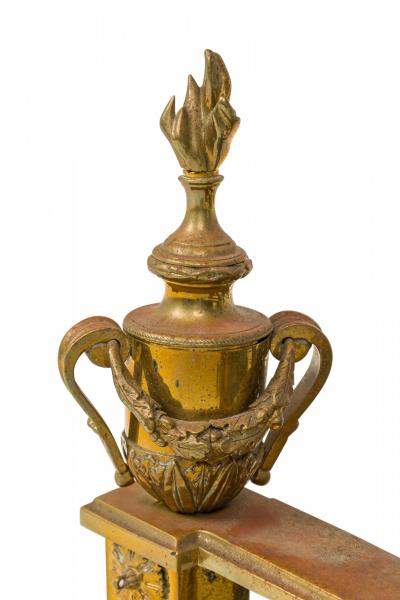 Pair of English Victorian Style Flame and Urn Finial and Greyhound Figure Andiro