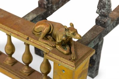 Pair of English Victorian Style Flame and Urn Finial and Greyhound Figure Andiro