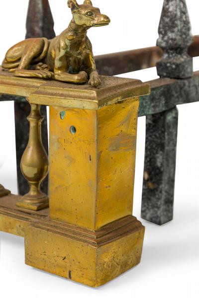 Pair of English Victorian Style Flame and Urn Finial and Greyhound Figure Andiro